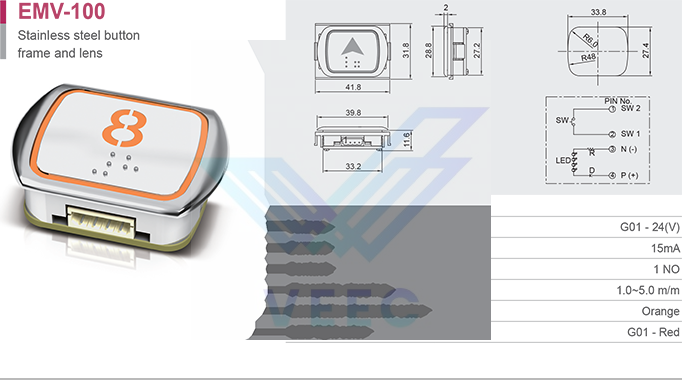 Nút nhấn thang máy EMCC-BT-03 .2 Nút nhấn thang máy EMCC-BT-03 .2