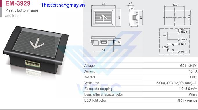 Nút nhấn thang máy EM-3929. 4 Nút nhấn thang máy EM-3929. 4