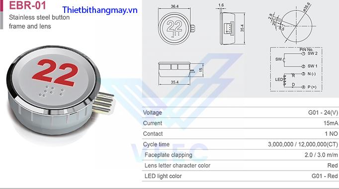 Nút nhấn thang máy EBR-01. 2 Nút nhấn thang máy EBR-01. 2
