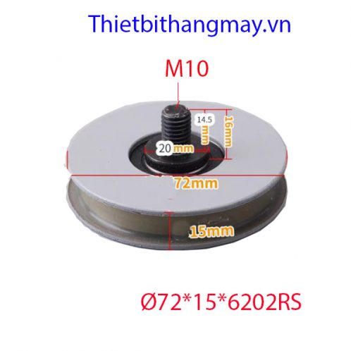 Bánh xe cửa thang máy Ø72*15*6202RS có trục