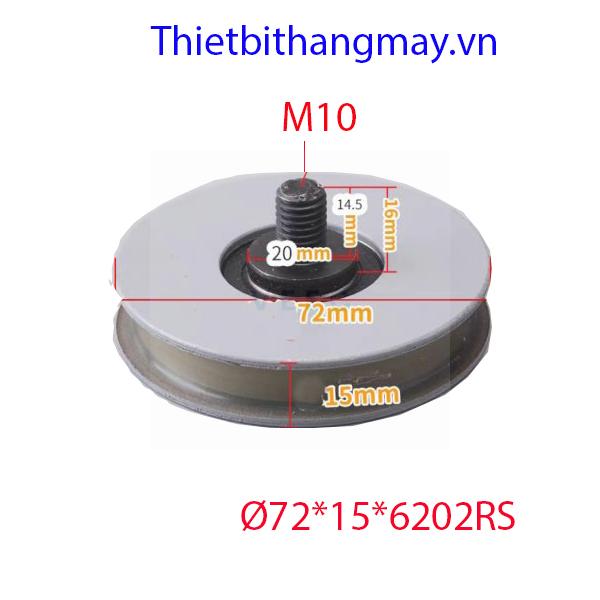 Bánh xe cửa thang máy Ø72*15*6202RS có trục Bánh xe cửa thang máy Ø72*15*6202RS có trục