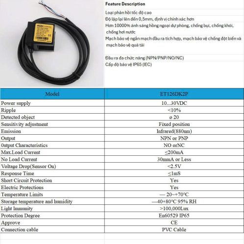 thông số cảm biến móng ngựa đa năng